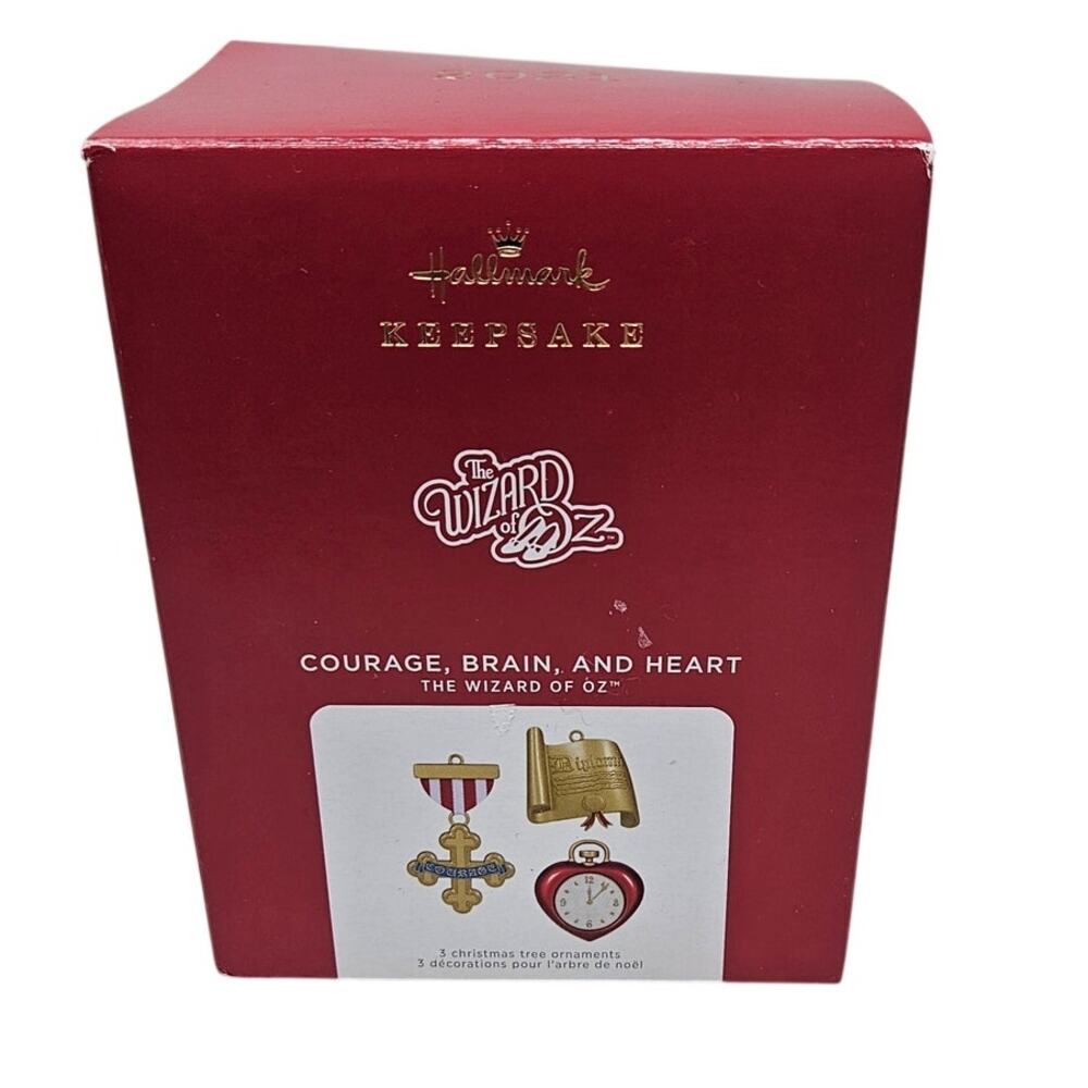 NEW Wizard of Oz Hallmark Keepsake Ornaments Courage, Brain, and Heart 2021
